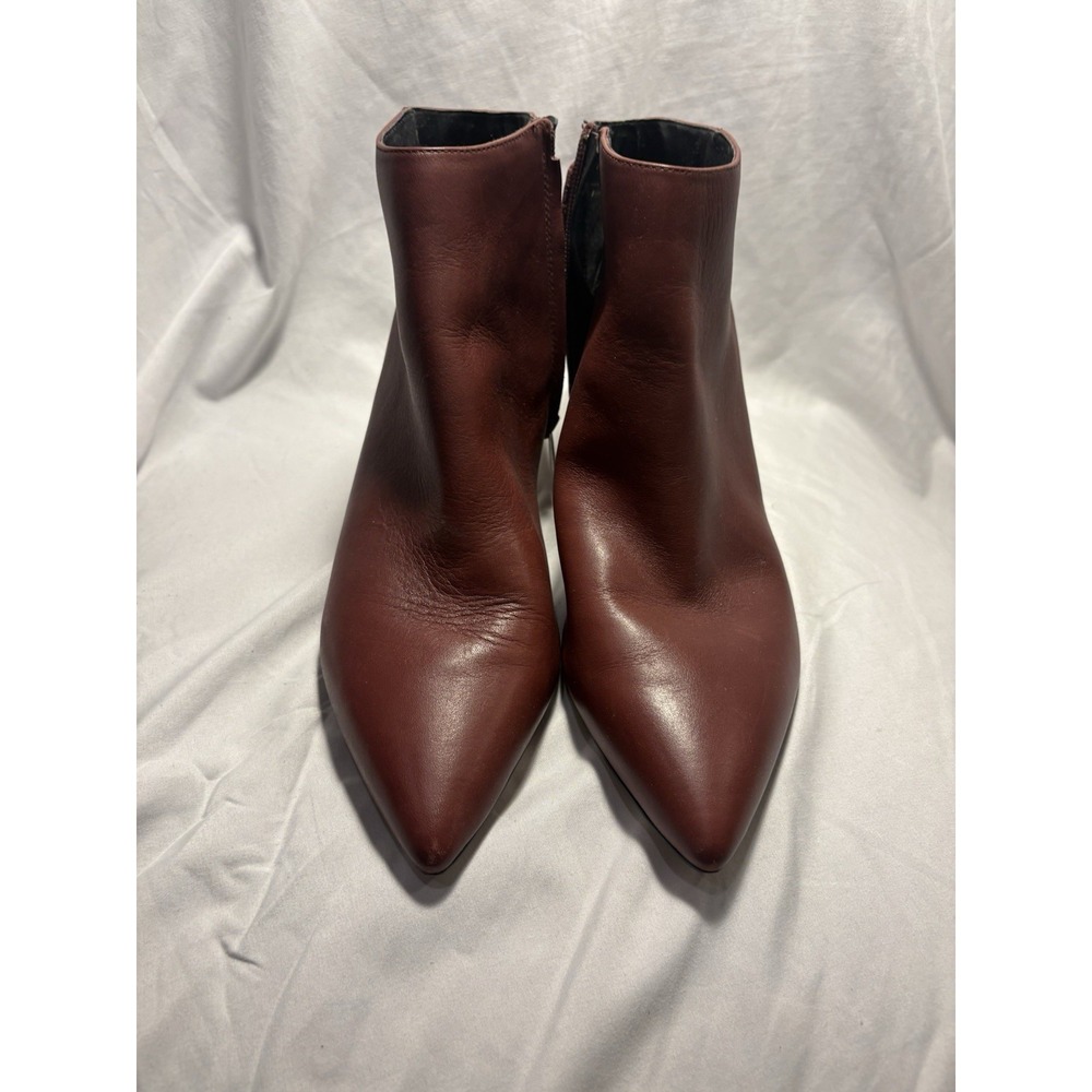 SAM EDELMAN KINZEY BROWN LEATHER POINTED TOE ZIP BOOTIE US 11 EU 41